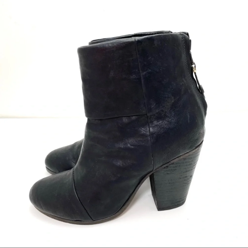 RAG & Bone Classic Newbury Leather Ankle Heel Bootie in Black Size 6